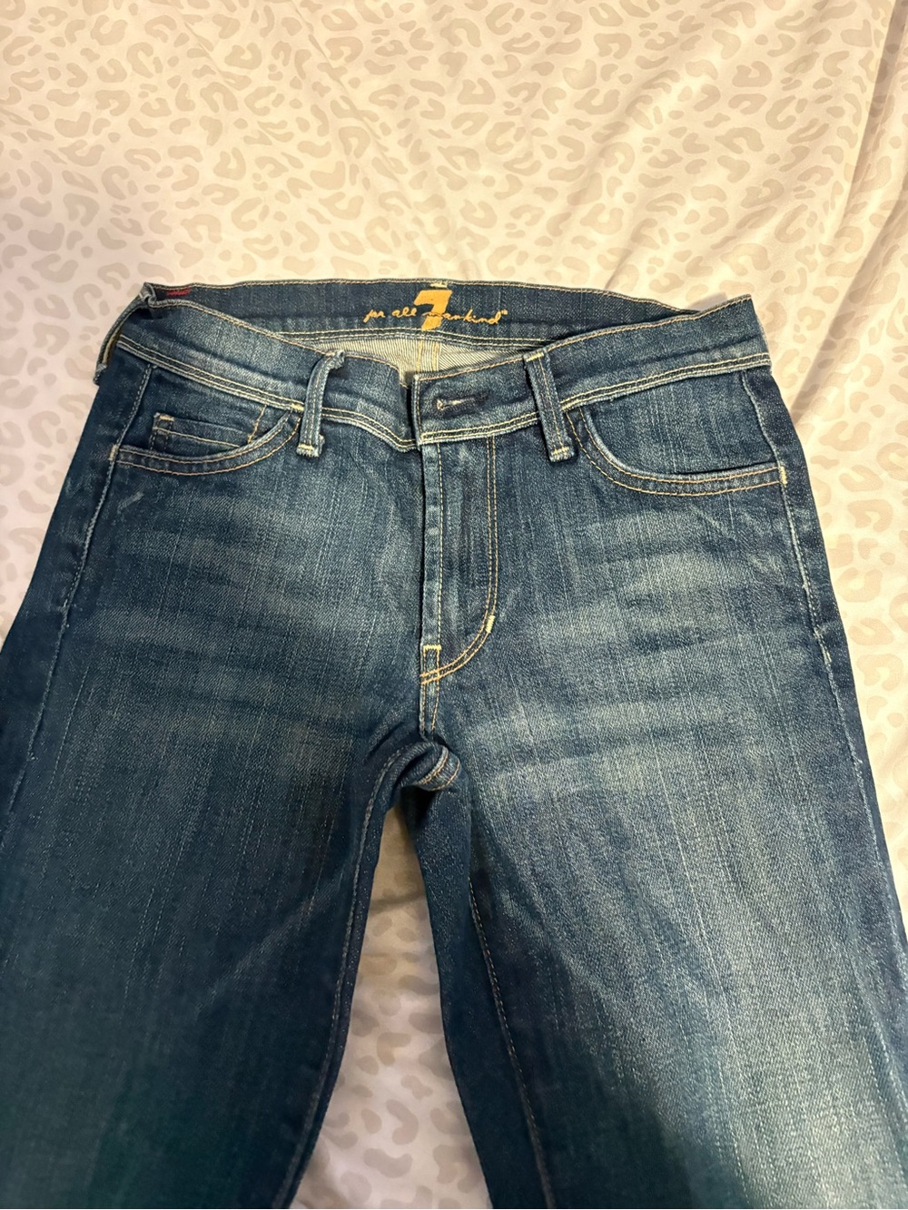 7 For All Mankind Blue Bootcut Jeans with Button-Flap Pocket - Picture 2 of 2